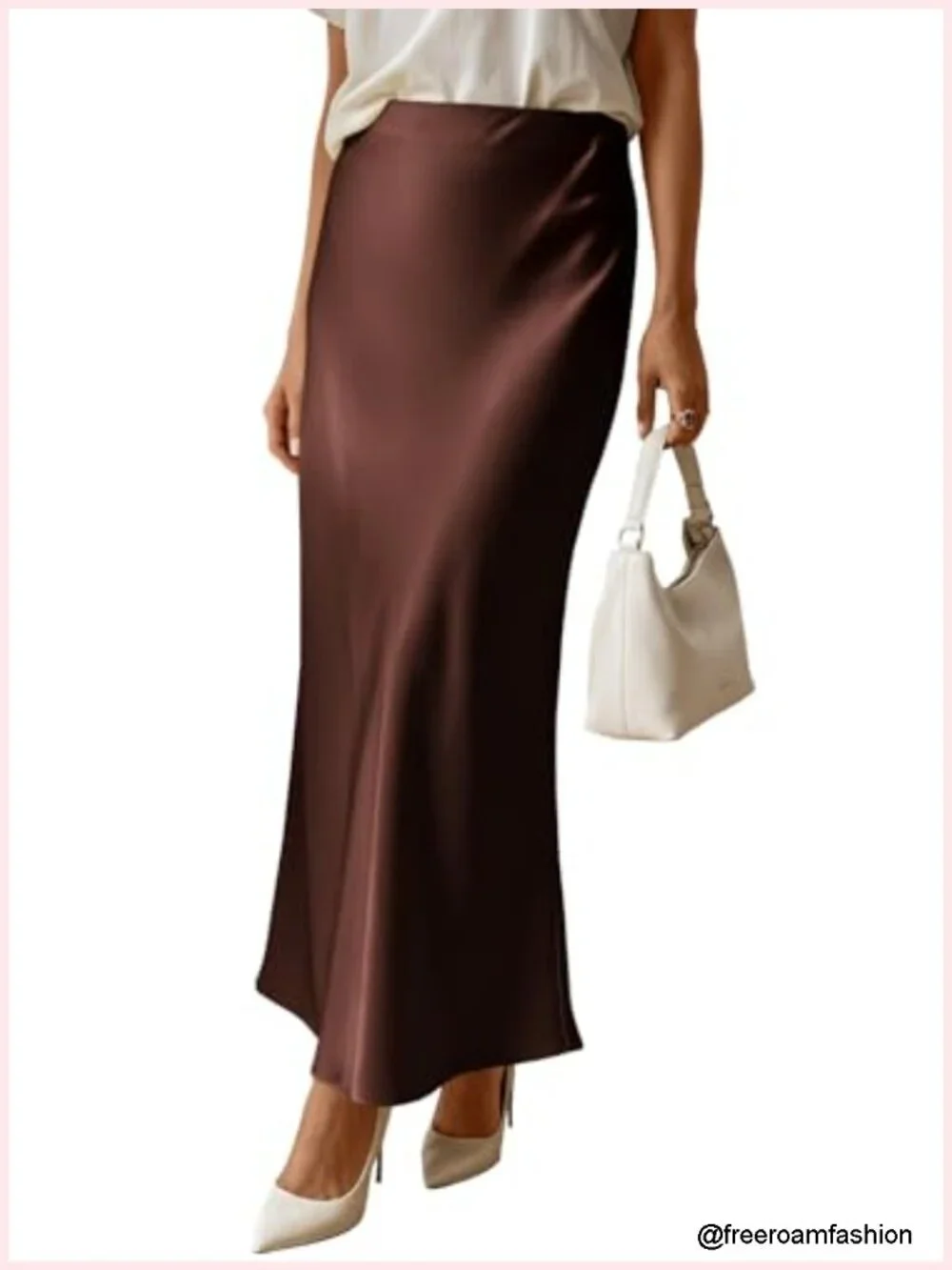 Satin Maxi Skirt - High Waisted Flowy A Line Slip Skirt